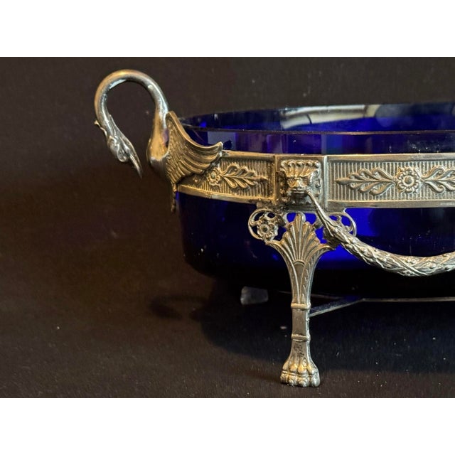 French 19thC European Louis XVI Silver Blue Jardiniere Bowl For Sale - Image 3 of 18