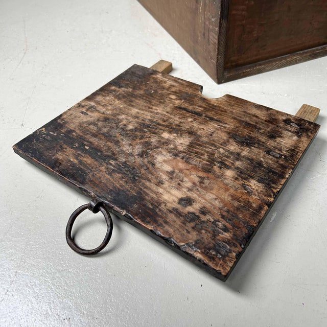 Brown Antique Wooden Zenibako Temple Offering Box, 1890s For Sale - Image 8 of 14