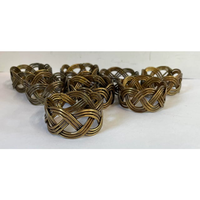 Mid-Century Modern Vintage Woven Metal Napkin Rings - Set of 8 For Sale - Image 3 of 6