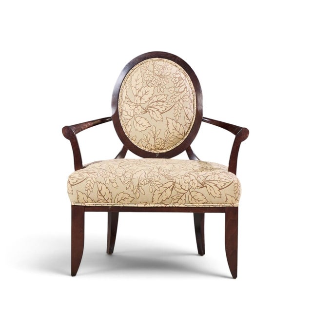 Late 20th Century Barbara Barry for Baker Furniture Mahogany Oval X Back Lounge Chairs - Pair For Sale - Image 5 of 12