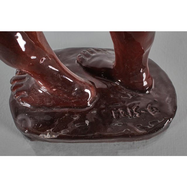 Mid-Century Atlas Glossy Glazed Ceramic Sculpture, Italy, 1950s For Sale - Image 12 of 18