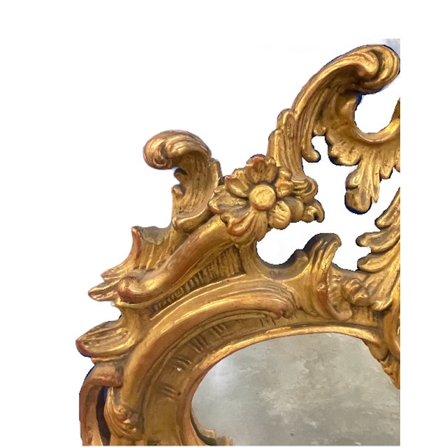 Late 20th Century Vintage Italian Giltwood Rococo Style Wall Mirror- For Sale - Image 5 of 12