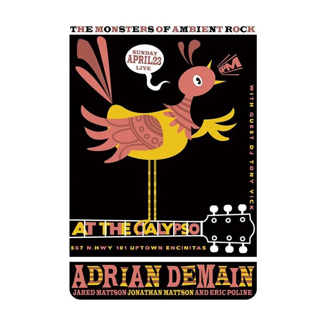 2006 American Concert Poster, Adrian Demain at the Calypso, Scrojo For Sale