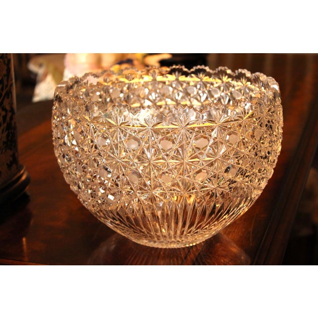 American 1920s Stunning Large American Brilliant Cut Glass Centerpiece Serving Bowl For Sale - Image 3 of 11
