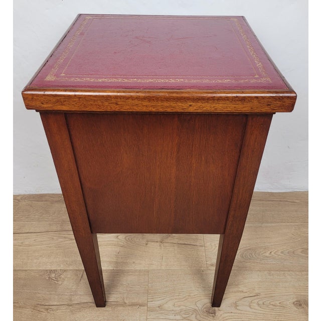 Mid-Century Bedside Table with Leather Top Lid, 1950 For Sale - Image 13 of 18
