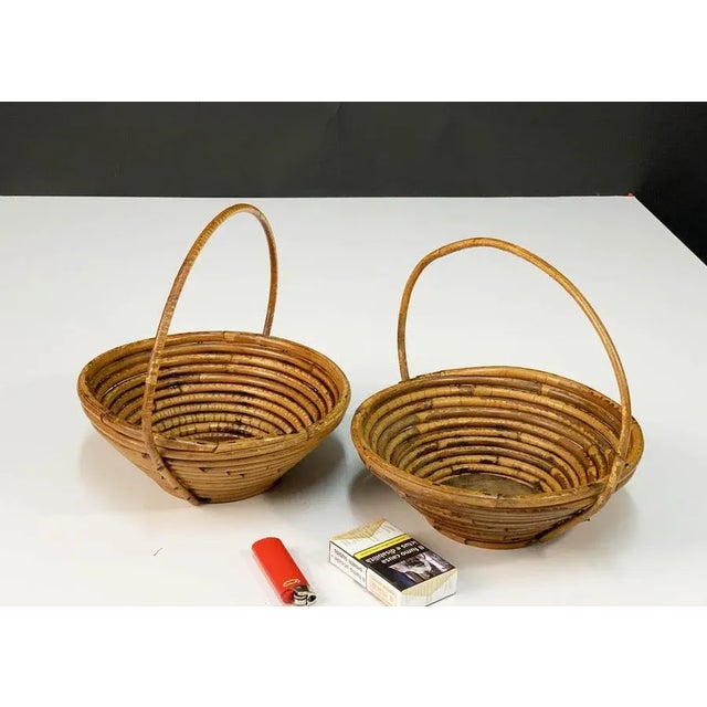 Mid-Century Bamboo and Rattan Bowls, 1970s, Set of 2 For Sale - Image 10 of 18