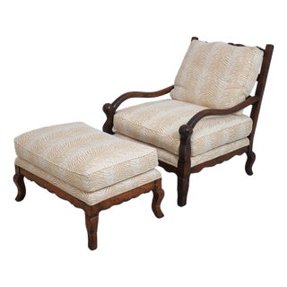 Guy Chaddock Country French Zebra Print Chair & Ottoman For Sale
