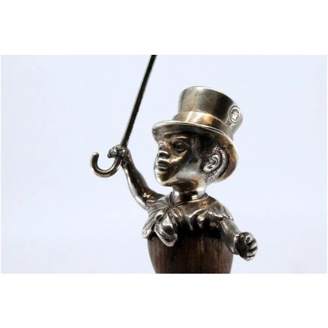 Silver Toothpick Holder with Wooden Body Figure For Sale - Image 3 of 11