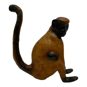 Vintage Brown Leather Wrapped Monkey Statue