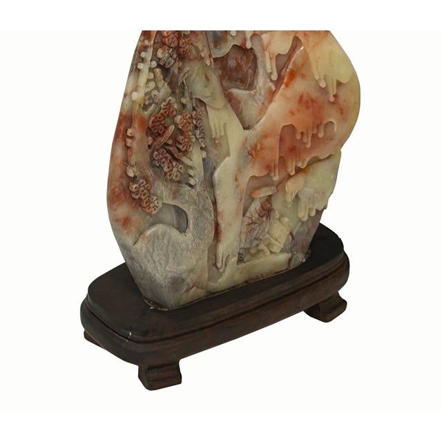 Vintage Chinese Shou Shan Stone Tree Scenery Display Figure For Sale - Image 9 of 16