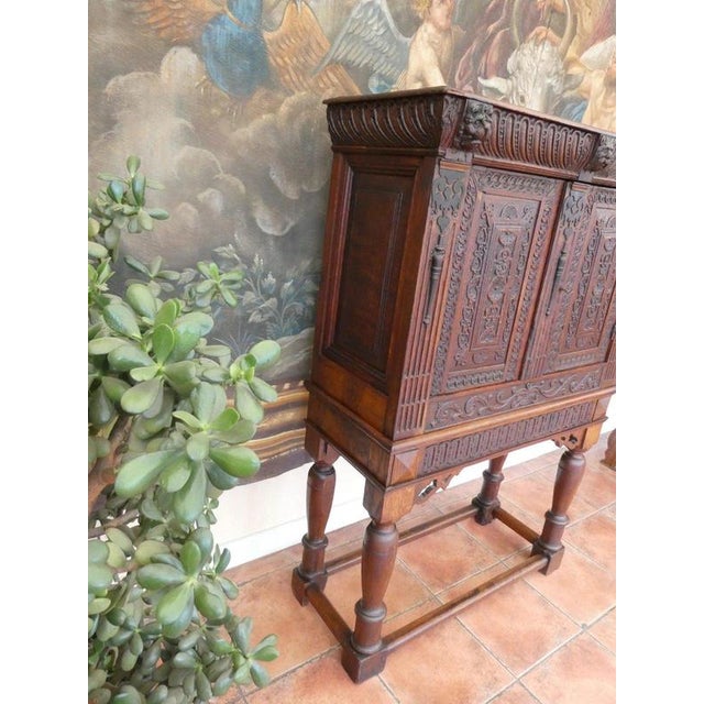 Antique English Country Oak Cupboard on Stand, 1730 For Sale - Image 12 of 18