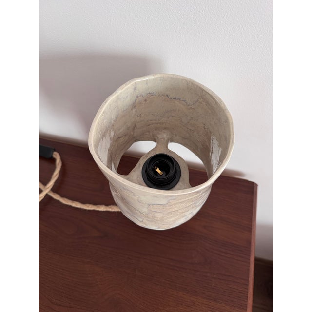 Not Yet Made - Made To Order Ceramic Table Lamp Contemporary Handmade Dusty White Table Lamp For Sale - Image 5 of 5