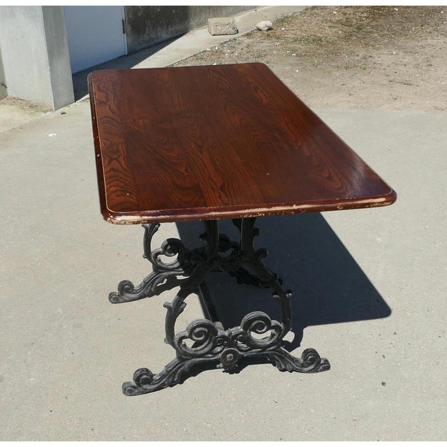 1920s Vintage Garden Table in Cast Iron and Oak, 1920 For Sale - Image 5 of 6