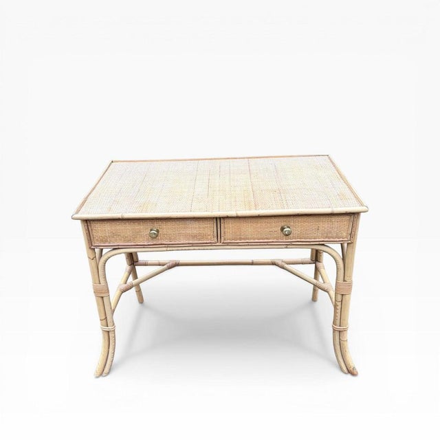 Brown Vintage Bamboo and Rattan Console Table, 1970s For Sale - Image 8 of 9