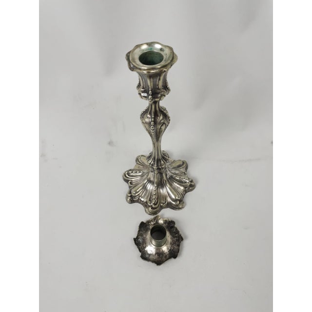 Late 19th Century Late 19th Century Rococo Style Jfp & Co. Silver Plated Candlestick For Sale - Image 5 of 10