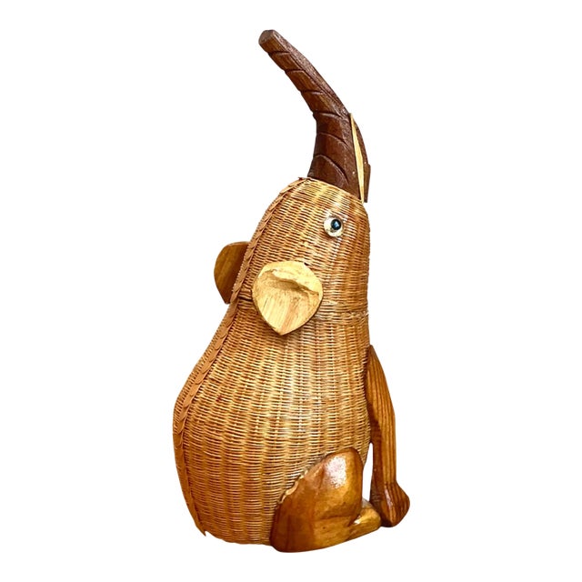 Vintage Shanghai Weave Rattan Elephant For Sale