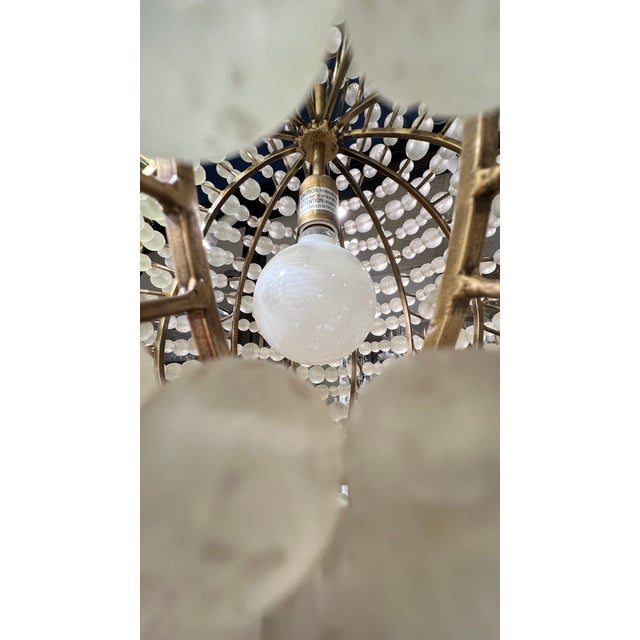 Late 20th Century Mid-Century Modern Style Spherical Glass Bead and Brass Chandelier For Sale - Image 5 of 10