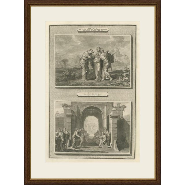 This original copper engraving from pieter mortier's illustrated bible, published in amsterdam circa 1700, shows two old...