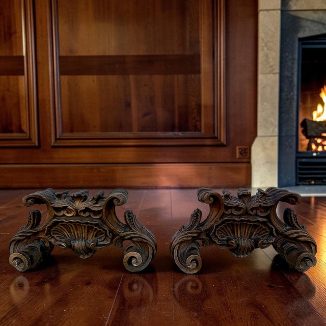 Stone Gray Baroque Style Rectangular Glass-Top Coffee Table With Carved Faux Wood Cast Bases For Sale - Image 8 of 8