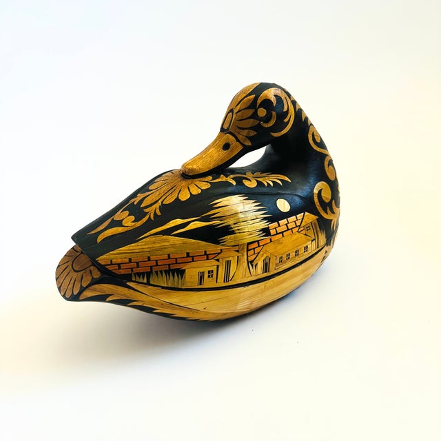 Vintage Carved Wood Duck Box For Sale - Image 4 of 13