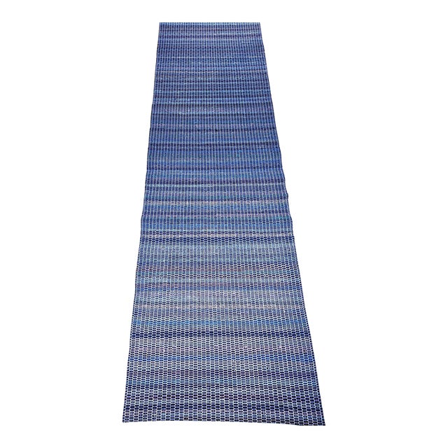 Antique American Amish Rag Runner, Handwoven Wool & Cotton, Stripe Pattern, 3x12 For Sale