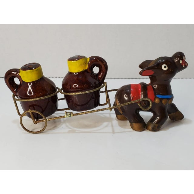 Mid Century Ries Japan Little Brown Jug Donkey Salt & Pepper Shakers For Sale - Image 4 of 7