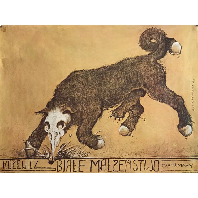 Original 1978 Polish Theatre Poster, White Wedding Starowieski For Sale