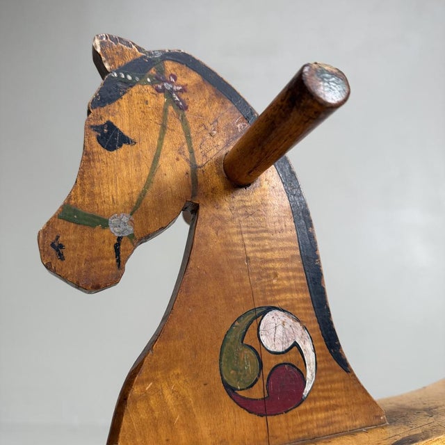 Vintage Japanese Wooden Rocking Horse, 1920s For Sale - Image 6 of 12