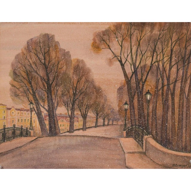 City with Snow, 1992, Watercolour on Paper For Sale - Image 6 of 6