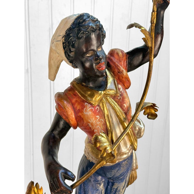 Vintage Italian Venetian Figural Boy Candelabra Table Lamp For Sale - Image 6 of 16