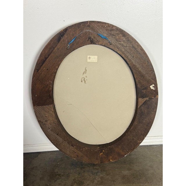 Wood 19th Century Italian Oval Mirror in Burnished Silver Leaf and Gold For Sale - Image 7 of 8