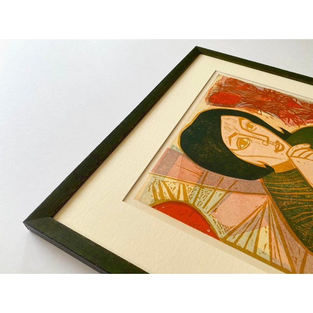 1960s Irving Amen Vintage 1965 Mid Century Modern " Summer " Limited Edition Framed Hand Signed Original Fine Art Woodcut Print For Sale - Image 5 of 18