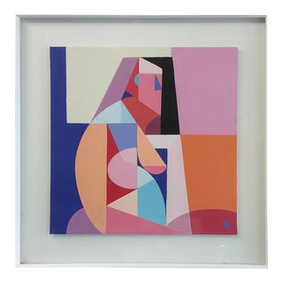 "Abstract Figure VIII" Contemporary Cubist Style Acrylic Painting by Andy Dobbie, Framed For Sale