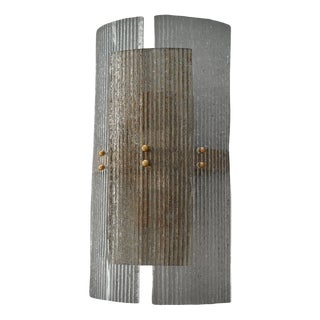 Smoky Murano Art Glass and Brass Wall Light, 2000s For Sale