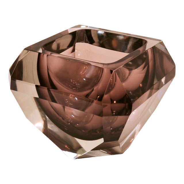 Vintage Murano Sommerso Diamond Bowl attributed to Alessandro Mandruzzato, Italy, 1970s For Sale