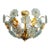 Vintage Italian Hand-Painted Sage Green Glass & Brass Floral Flush Mount Chandelier For Sale