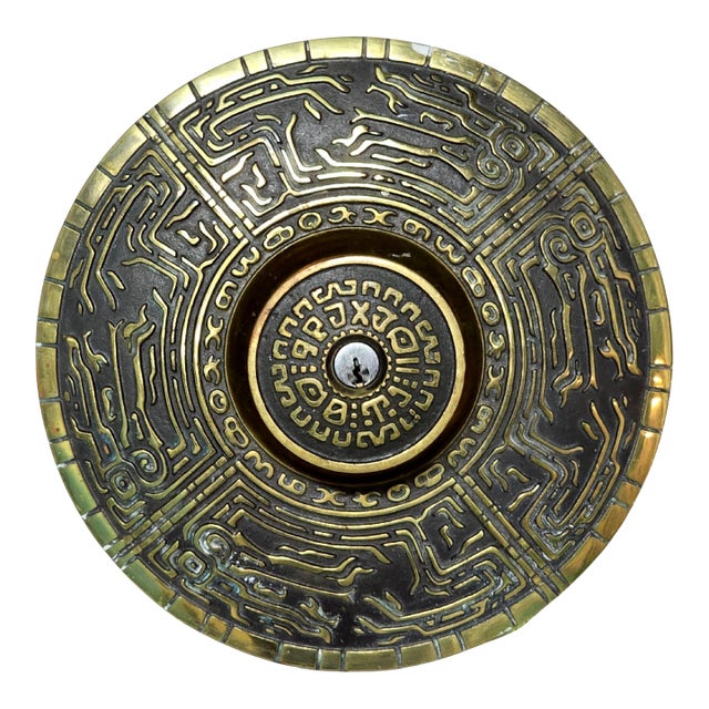 Mid-Century Oversized Schlage Mayan Doorknob and Escutcheon Plate For Sale