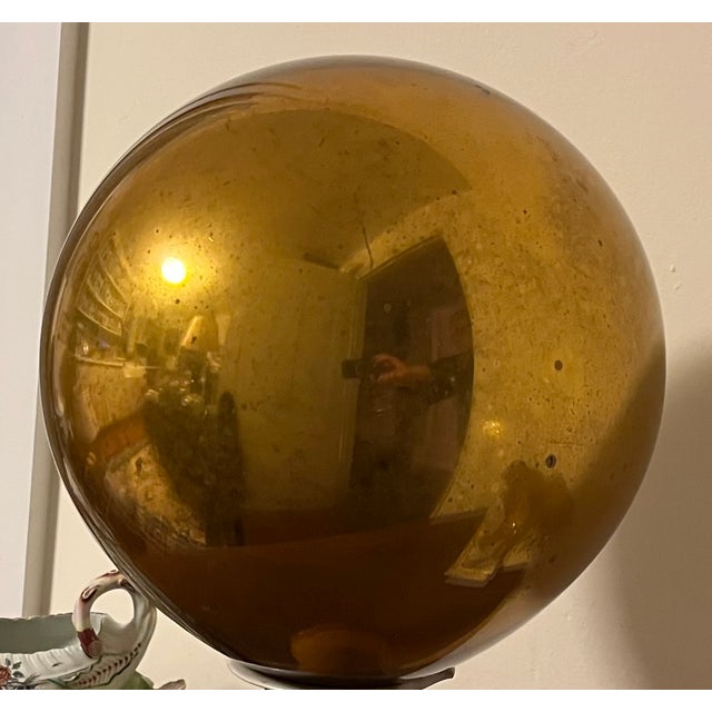 Glass Very Large 19th Century German Gold Mercury Glass Kugel Sphere or Witch's Gazing Ball For Sale - Image 7 of 9