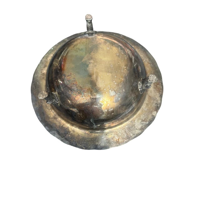1950s Antique Silverplate Bowl With Claw Feet For Sale - Image 5 of 8