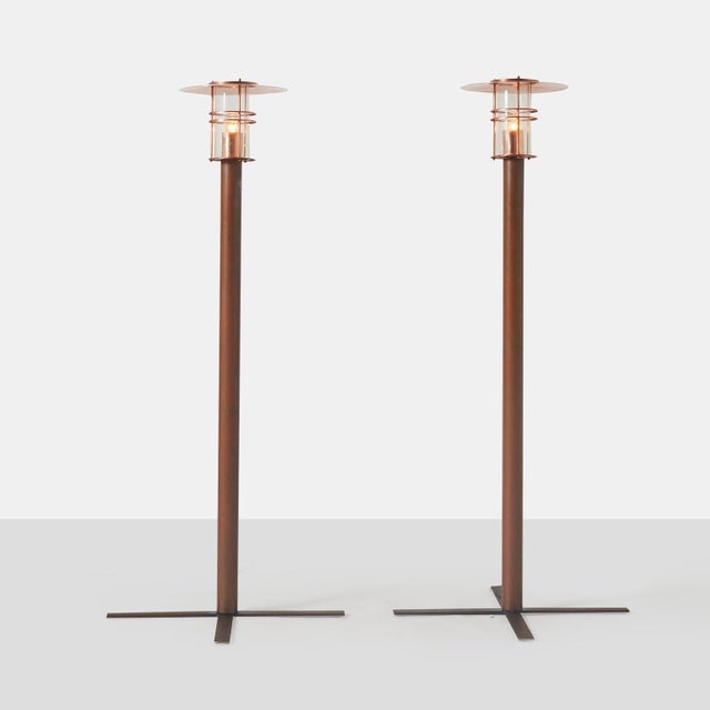 Mid-Century Modern 1950s Danish Copper Sidewalk or Lamps - a Pair For Sale - Image 3 of 10