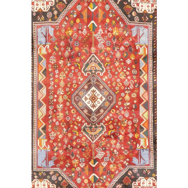 Tribal Vintage Hand-Knotted Persian Qashqai Rug 5'9" X 8'6" For Sale - Image 3 of 18