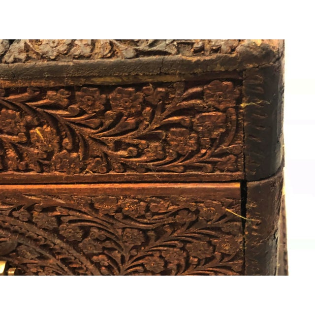 Wood Indian Hand-Carved Wooden Box, 1930s For Sale - Image 7 of 18