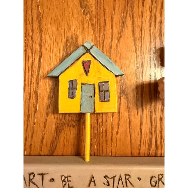 Sticks Sarah Grant 1997 Folk Art 36” Coat Rack Wall Hooks Hand Painted For Sale - Image 4 of 11