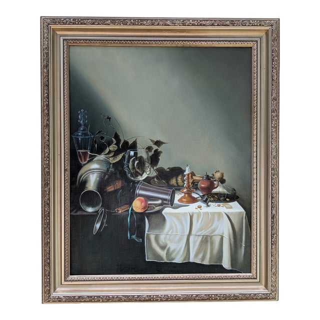 Framed Signed Still Life Oil Painting on Canvas – 20"x24" Classical Realism For Sale