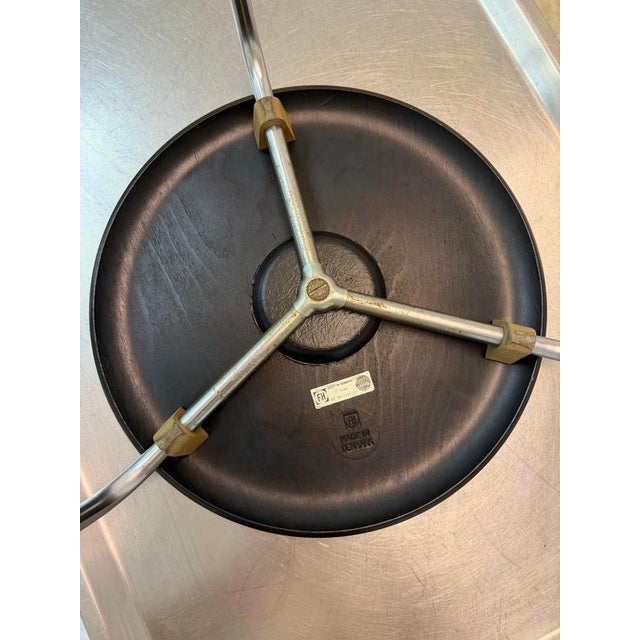 Wood Tripod Dot Stool in Black Chrome by Arne Jacobsen for Fritz Hansen For Sale - Image 7 of 11