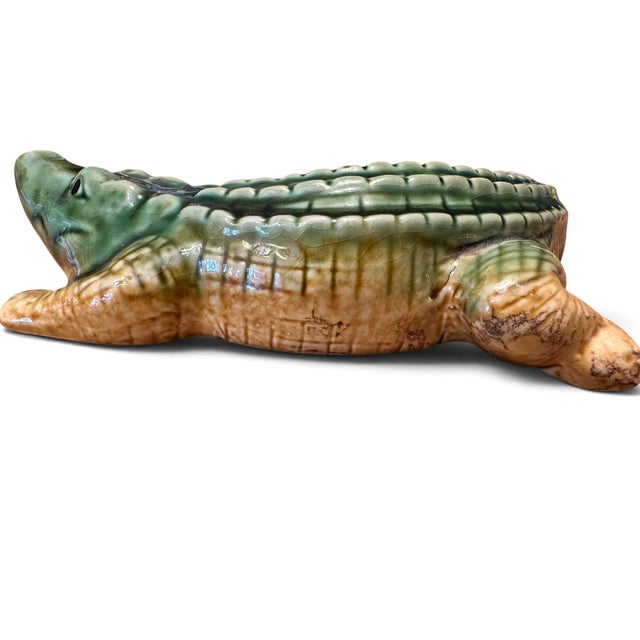 19th-Century Majolica-Style Ceramic Alligator Sculpture – Palissy Style For Sale - Image 6 of 7