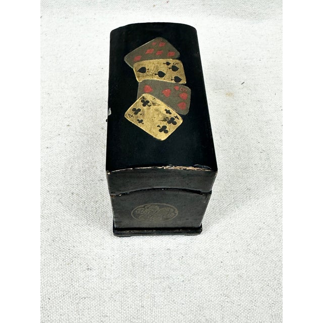 Black Vintage Hand Painted Playing Card Box For Sale - Image 8 of 10