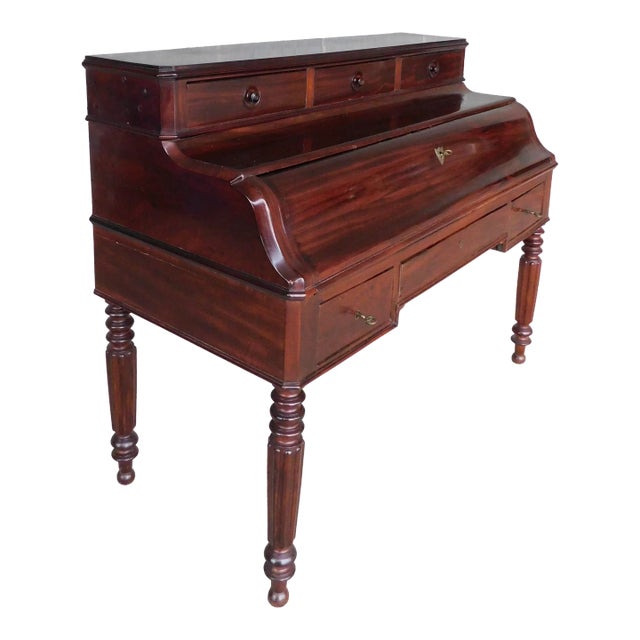 Antique Continental Empire Mahogany Drop Front Writing Desk For Sale