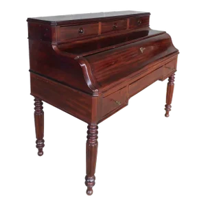 Antique Continental Empire Mahogany Drop Front Writing Desk