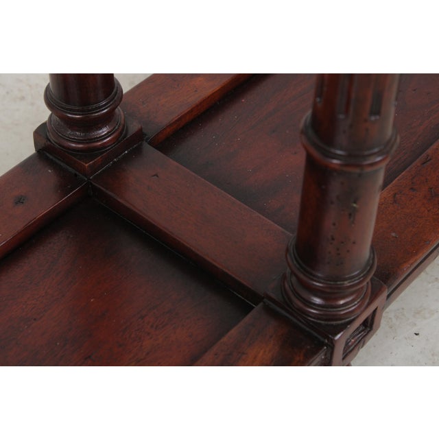 Mahogany 2 Drawer Marble Top Console Table For Sale - Image 15 of 17